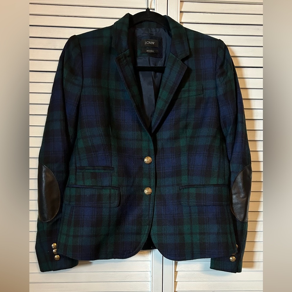J.Crew Plaid Blazer with Elbow Patches